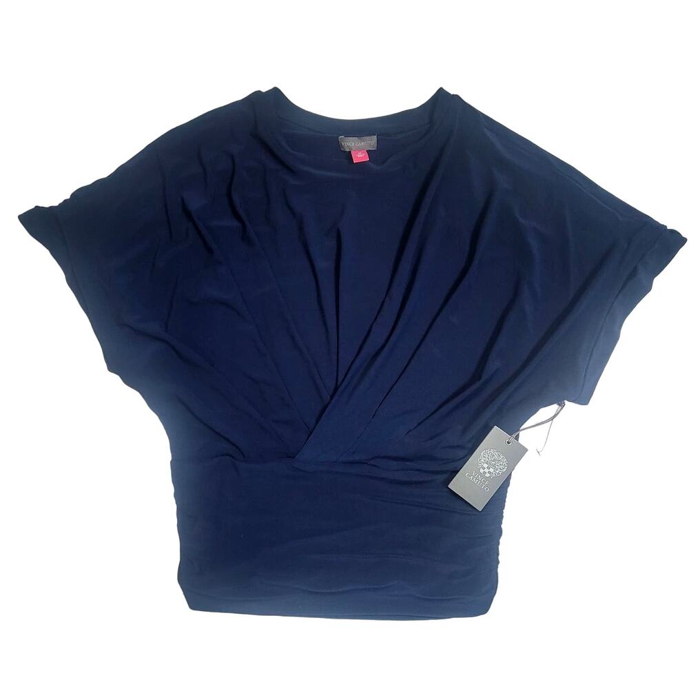 Vince Camuto Navy Blue Short Sleeve Blouse NWT Women's Size M